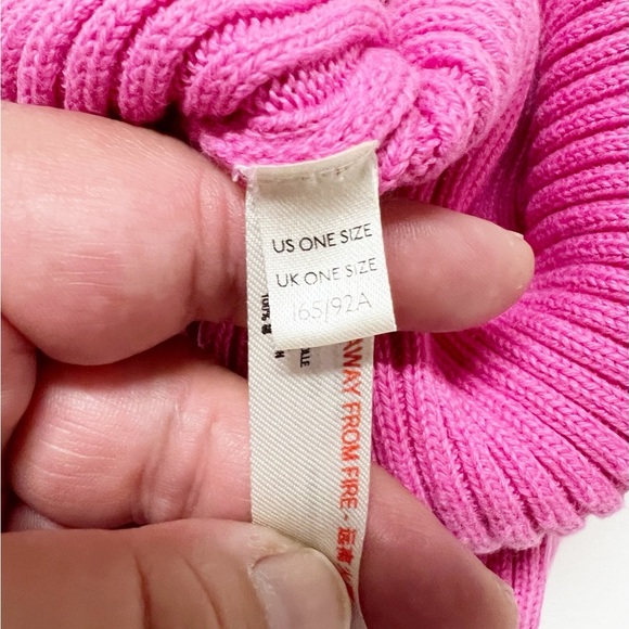 Free People Pink Outside the Lines Ribbed Oversized Slouchy Knit Cap Size OS - Picture 3 of 6